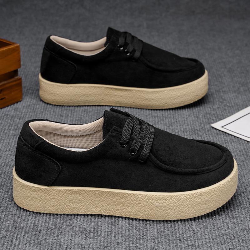 Men’s Chunky Sole Derby Shoes | Pure Color Leather Casual Boots, Non-Slip Platform Lace-Up Oxfords with Height-Boosting Heel