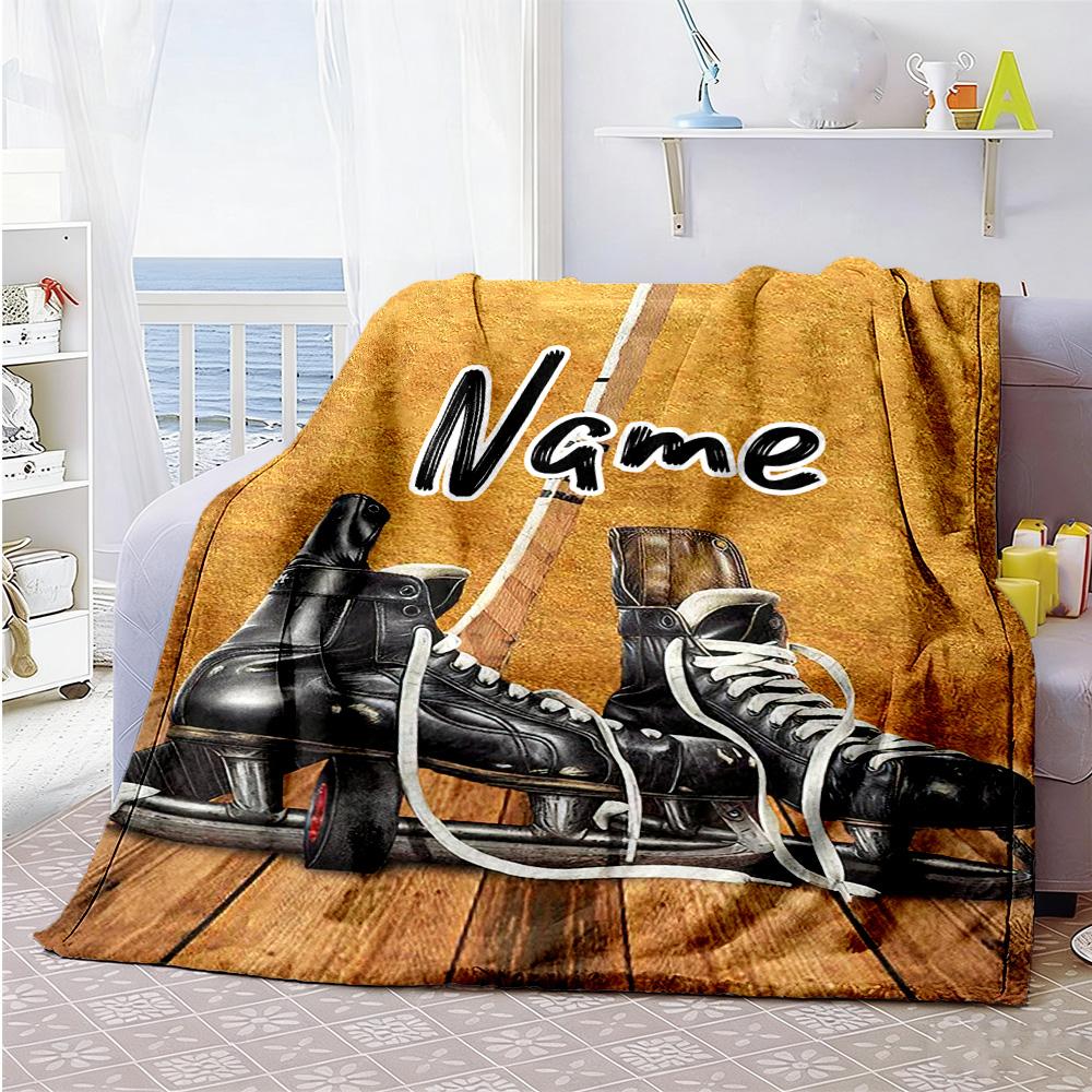 Roller Skates Customize Text Blanket Cozy Customizable Blanket Comfortable Great for Sofa Bed Couch Living Room Four Seasons Multipurpose