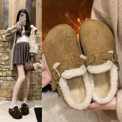 Винтажный колледж ветер бархатный теплый женский зимний новый пряжка ремня платформа хлопковые туфли