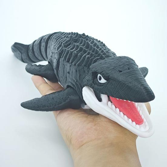 3D Printed Mosasaur Figurine Movable Joints Dinosaur Figure Articulated Prehistoric Animal Model Toy Home Office Bookshelf Decoration Ornament