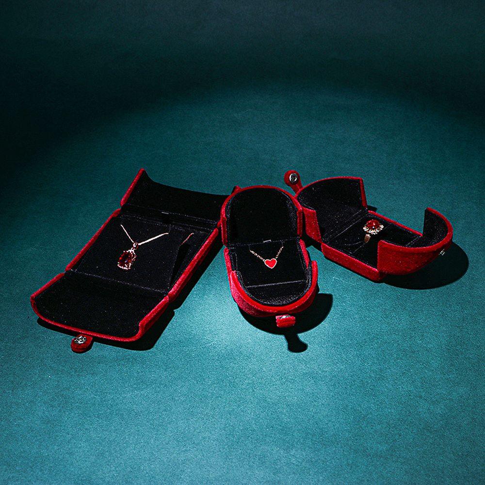 Travel Solid Color Velvet Jewelry Box Double Open Jewelry Box Bracelet Holder Case Gift Box