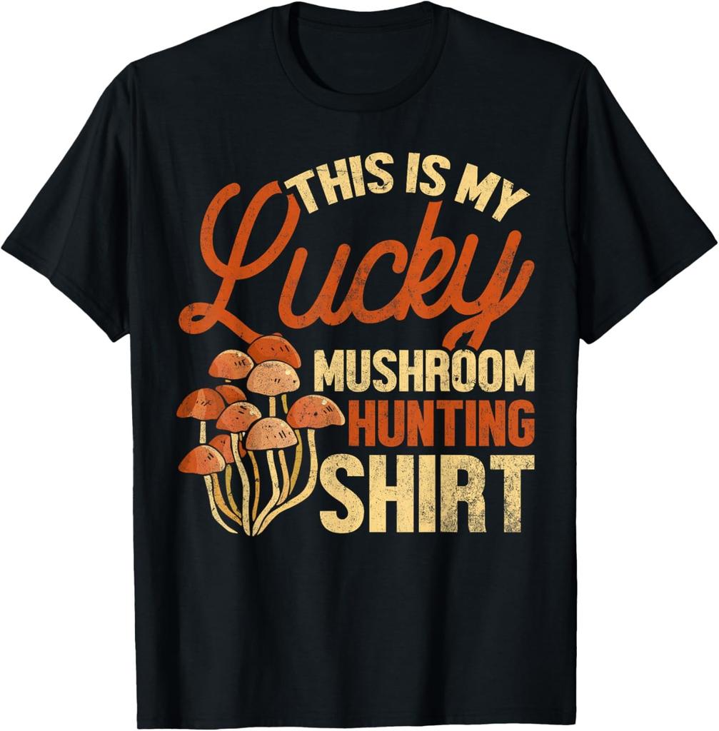 Mycology Novelty Graphic This Is My Lucky Mushroom Hunting T-Shirt