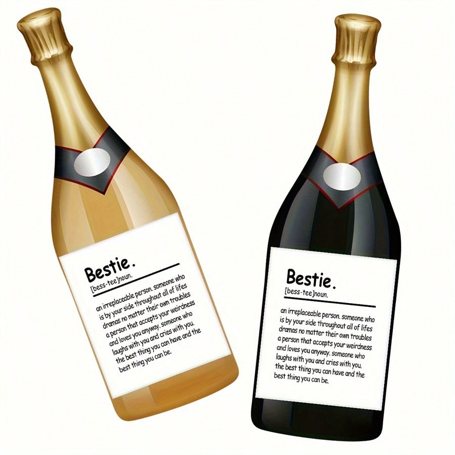 Funny Happy Birthday Bottle Label, Wine Labels Self-Adhesive For Wine, Suitable For Men And Woman, Bestie Sister Friendship Gift For Women Lady