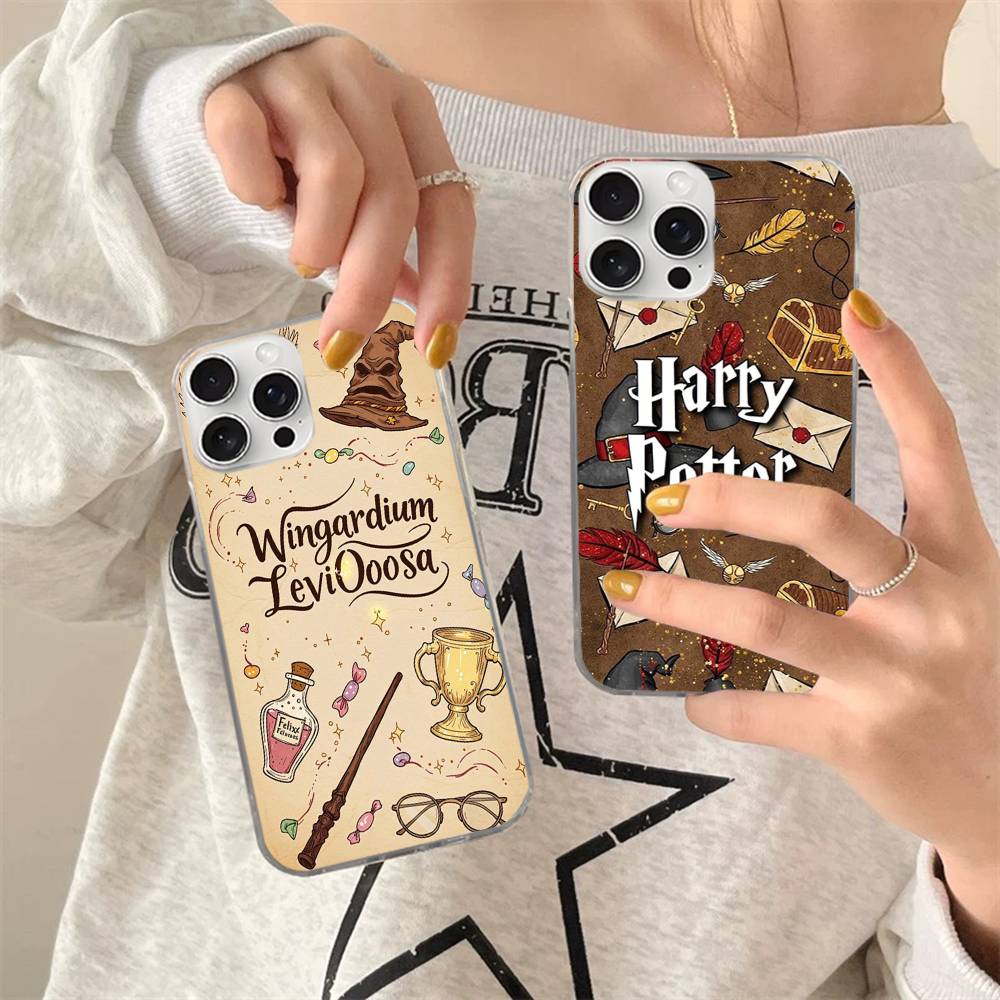 Ataff Harryr P-Potter Logo For iPhone 17 Air 16 15 14 13 12 11 Pro Max Plus Phone Case Silvery Satin Glossy Surface