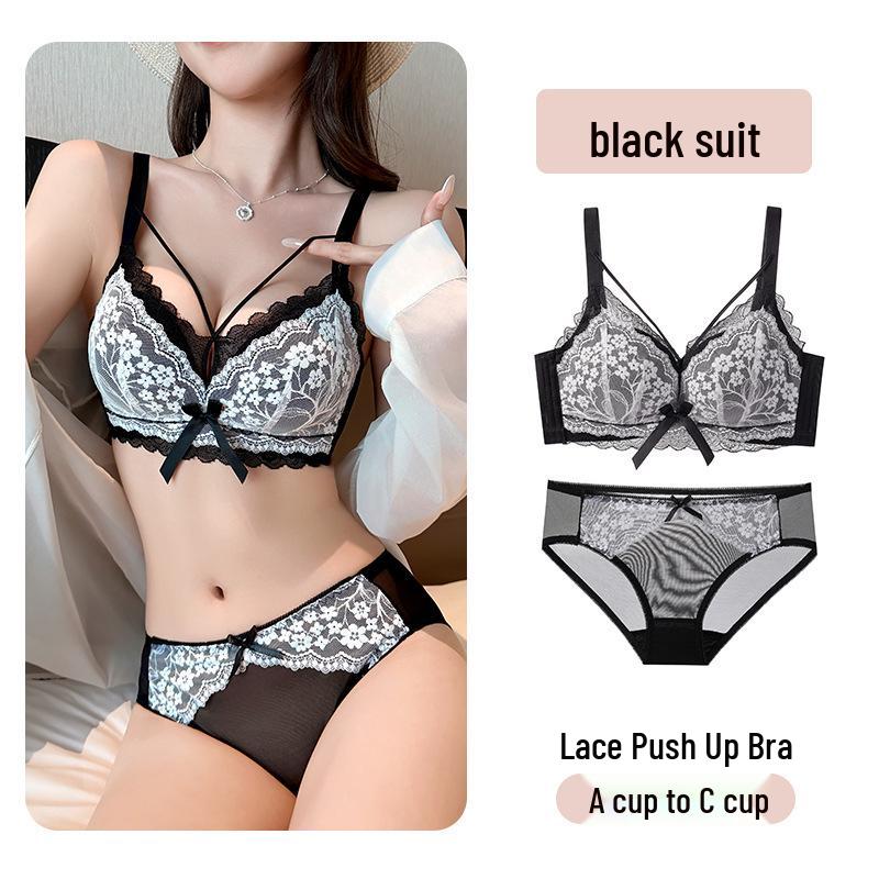 Элегантный кружевной модальный регулируемый комплект бюстгальтера - Сексуальный и соблазнительный в красном