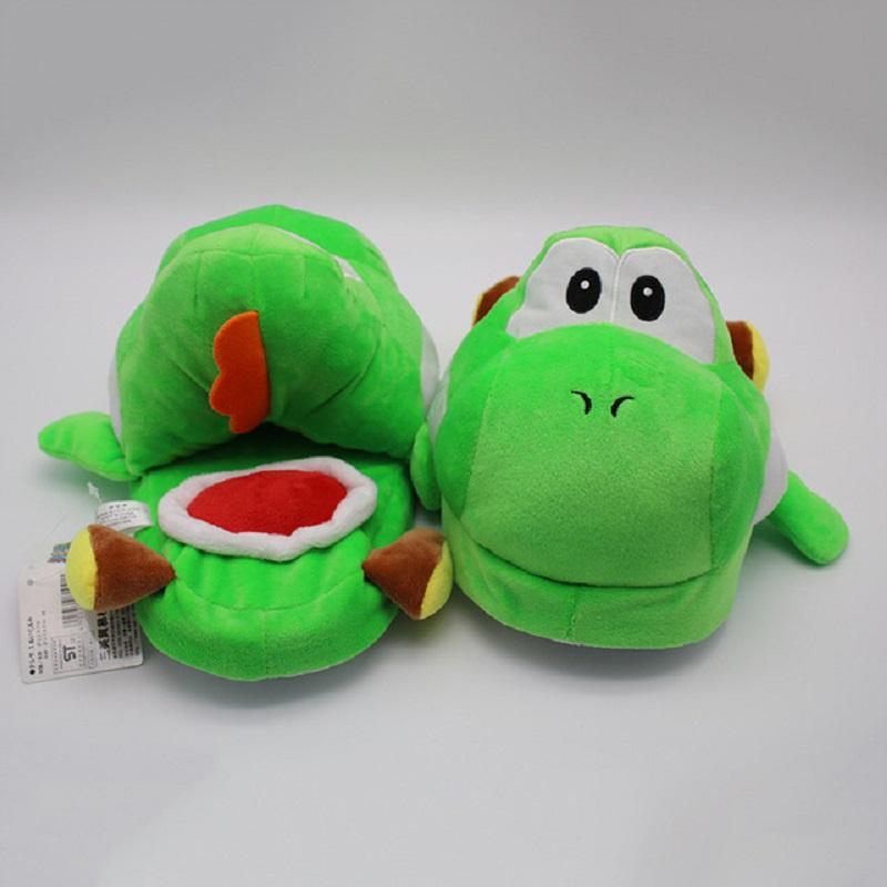 Cozy And Comfortable Nintendo Super Mario Brothers Yoshi Plush Slippers For Adults