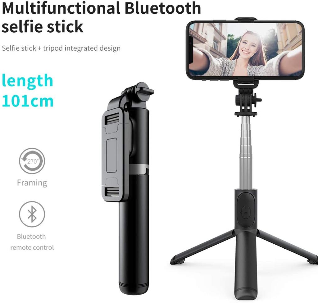 Selfie Stick Extendable Selfie Stick with Wireless Remote and Tripod Stand Portable Lightweight