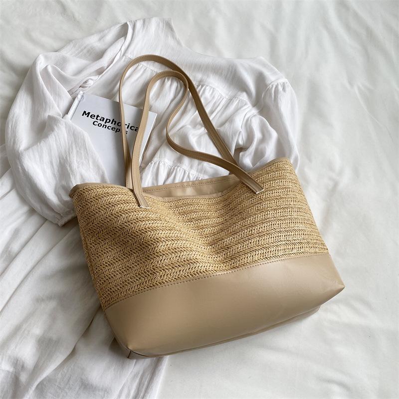 Casual Straw Bag 2025 New Trendy Large-capacity Shoulder Portable Trendy Women's Large Bag Shopping Bag Tote Bag Women