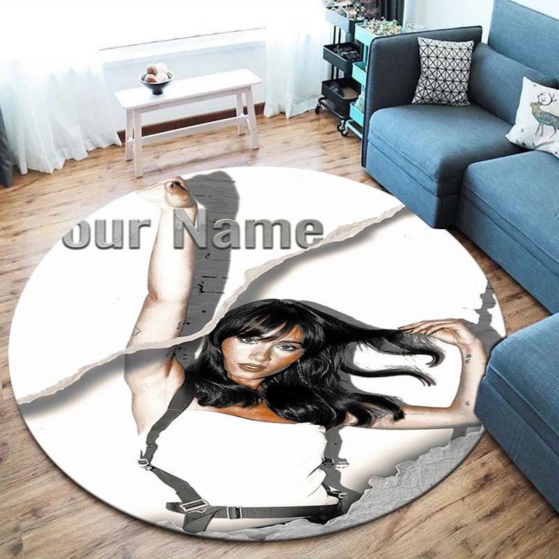 Aitana Custom Name Round Area Rug,Carpet Rug for Living Room Bedroom Sofa Playroom Decor,Non-slip Floor Mat