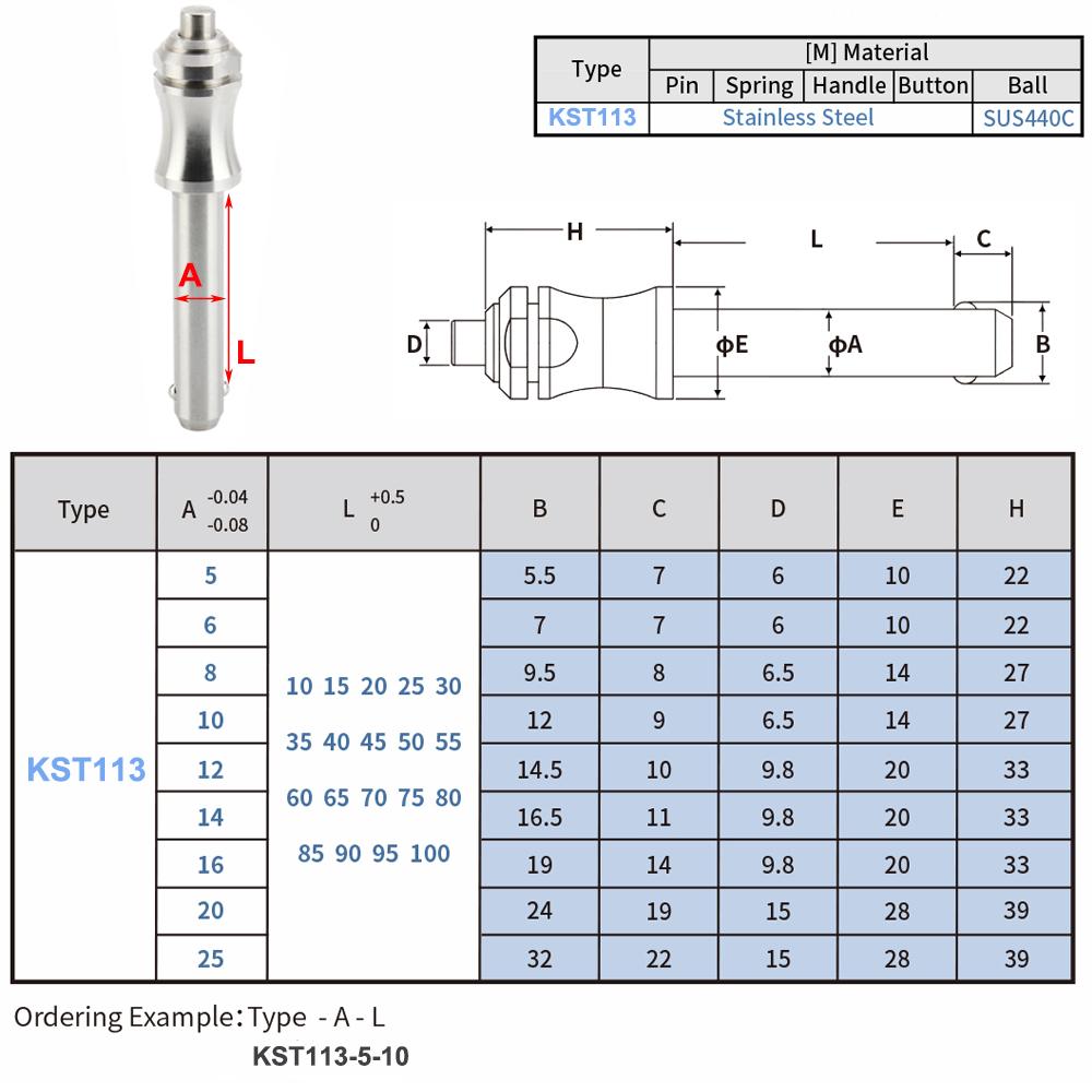 Dia 5/6/8/10/12/14/16/20/25mm Quick Release Pin All Stainless Steel Locating Pins Springs Dowel Ball Lock Pins With Button And Ball