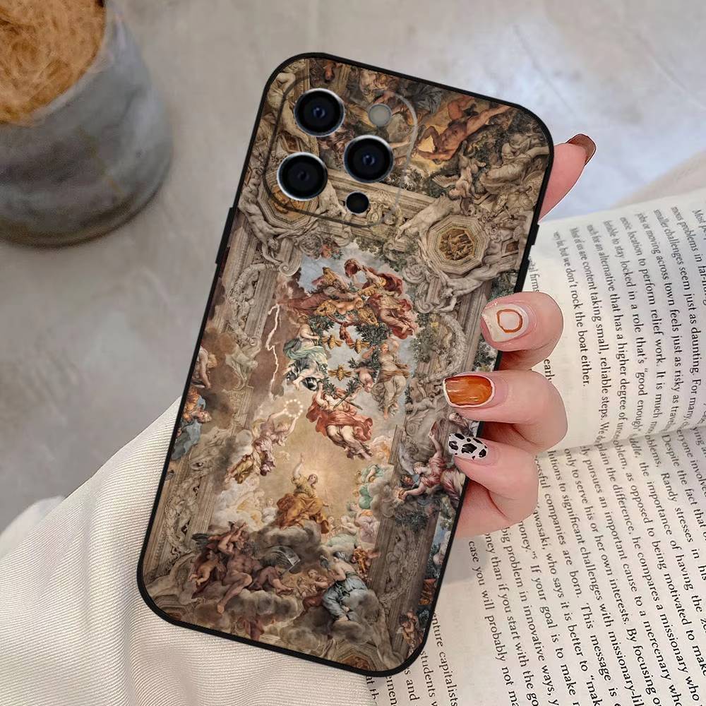 Классический Эстетичный Арт Чехол для Телефона Для iPhone 17, 16, 15, 14, 13, 12, 11 Plus, Pro Max, Другие Мягкий Черный Чехол