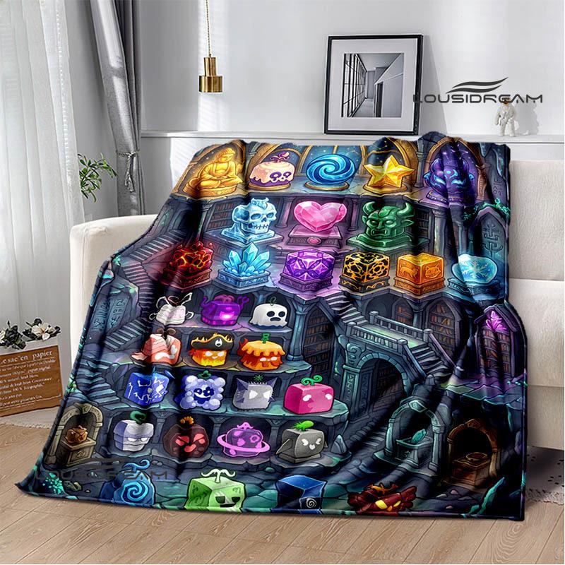 Game B-blox fruits printed blanket Picnic blanket Warm blankets Outdoor Blanket Home bed linings blankets for beds Birthday Gift
