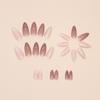 24 Pieces Nude Light Coffee Temperament White Almond Nail Autumn and Winter Leaves Glitter Powder Nail Art Piece Round Head Wearing Nail