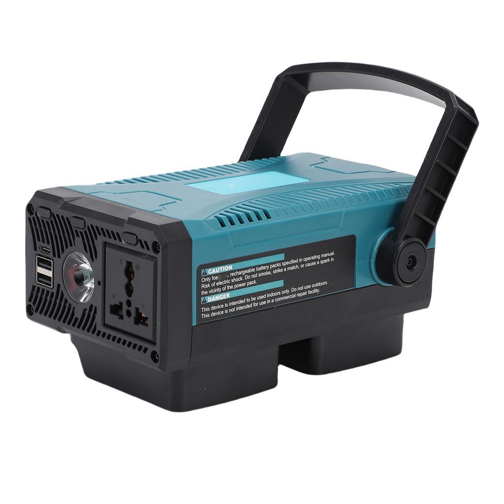 Преобразователь мощности 150 Вт DC18V в AC110V Инвертор синусоидального напряжения с 1 розеткой, 2 портами USB-A и 1 портом USB-C Синий штепсель США