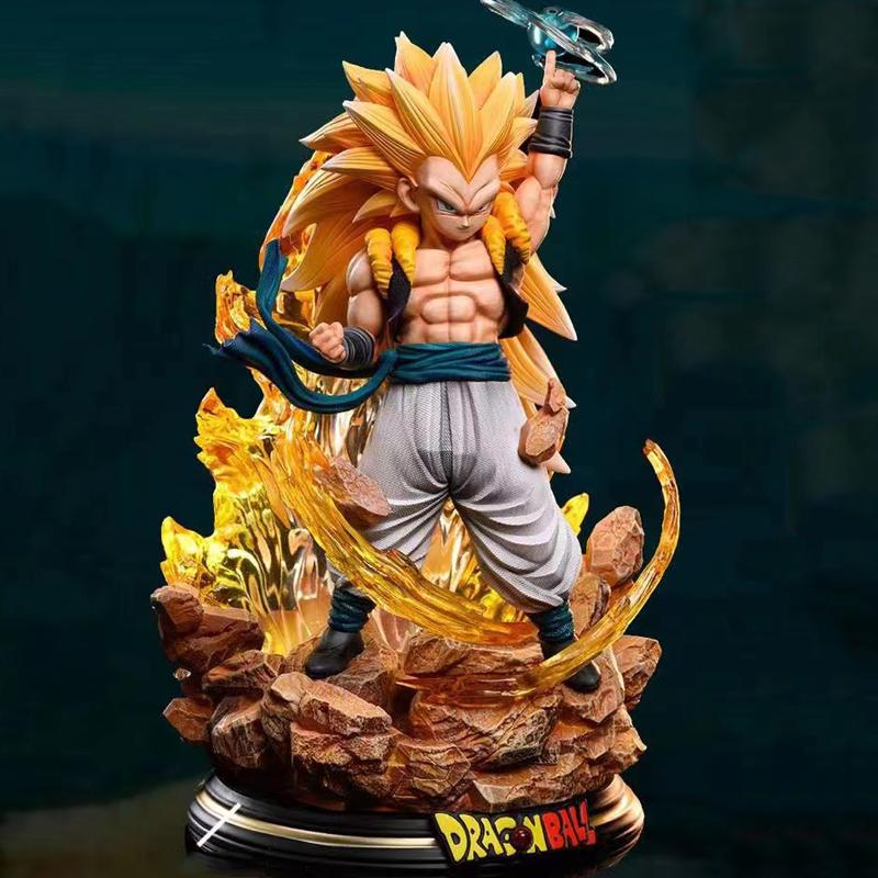 In Stock 22cm Drogan Boll Z Gotenks Figure Gotenks Sjj3 Pvc Action Figures Gk Statue With Light Base Collection Model Toys