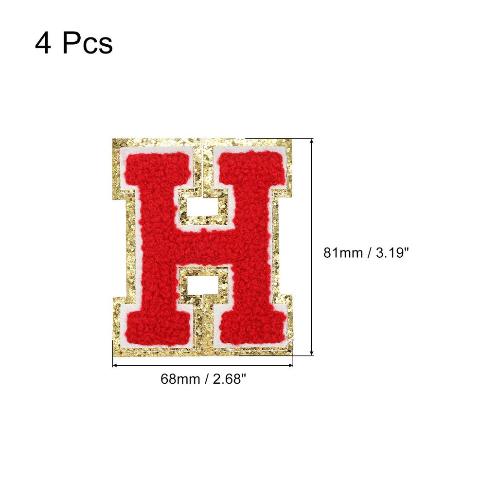 4pcs Embroidered Letter Patches Chenille Letter Patches Iron on Letter Patches Embroidery Patch Iron for Clothing Shoes Hats Red
