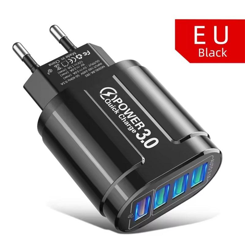 48 Вт QC3.0 быстрое зарядное устройство 4USB стандарта ЕС США портативное для путешествий 4 порта быстрой зарядки подходит для Android iPhone Xiaomi других устройств