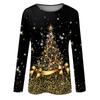 Женская мода, повседневная блузка с длинным рукавом и рождественским принтом, пуловер с круглым вырезом