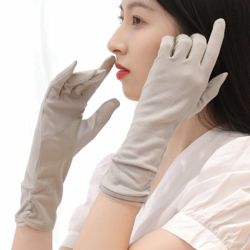 Mid-length Women Gloves Anti-UV Sunscreen Gloves Fashion Mittens Outdoor Riding