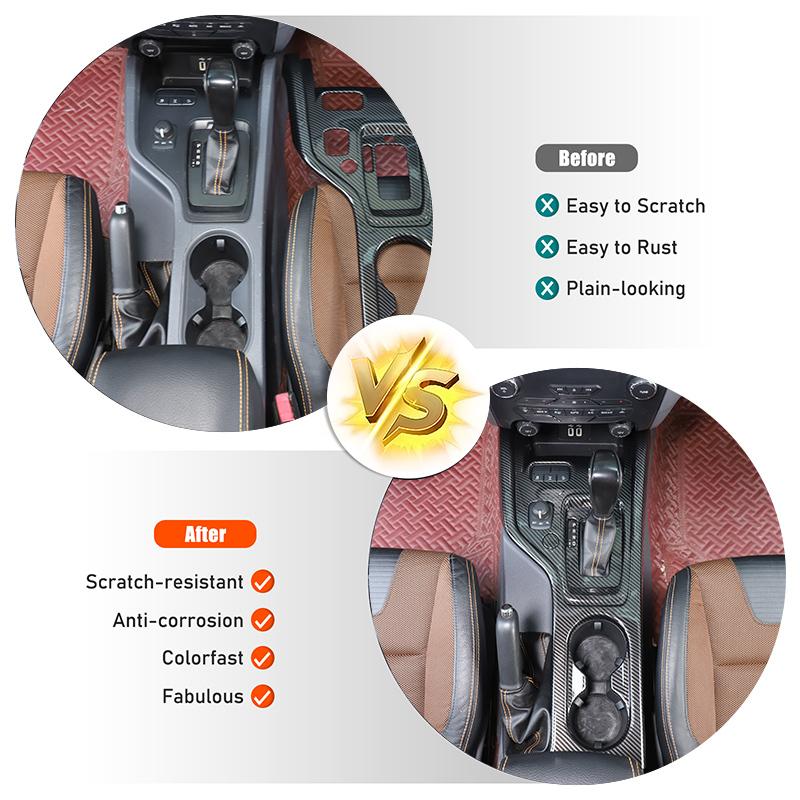 For Ford RANGER T6 T7 T8 2015-2021 ABS Carbon Fiber Color Car Interior Gear Shift Panel Door Handles Outer Frame Cover Trim
