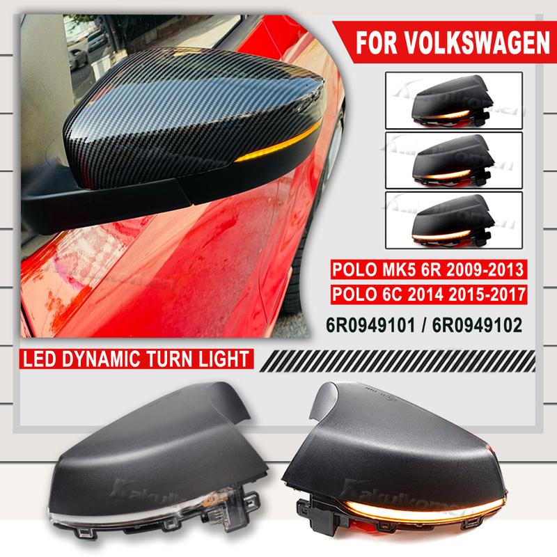 Для Volkswagen VW POLO MK5 6R 6C 2009-2013 2014 2015 2016 2017 Динамический светодиодный указатель поворота Боковой зеркальный повторитель