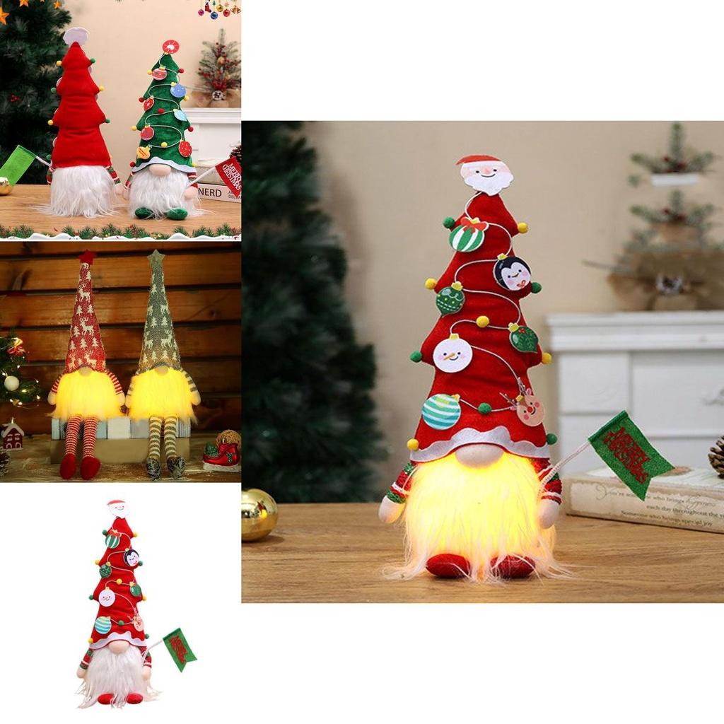 Incredibly Soft Christmas Gnomes With Led Lights Plush Dolls Xmas Ornament