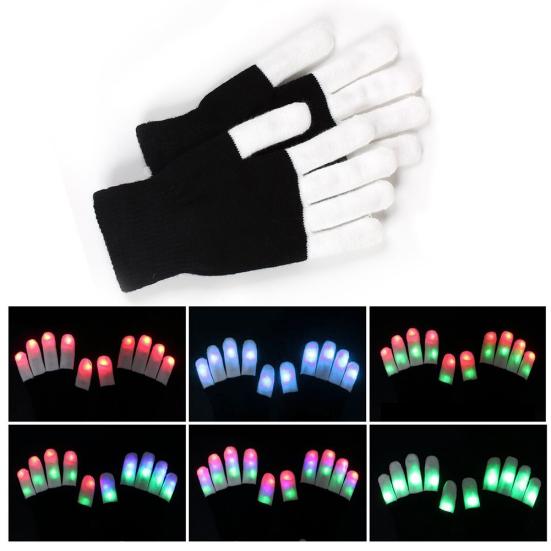 Party Rave LED Flashing Gloves Glow Light Up Finger Lighting Halloween Gloves