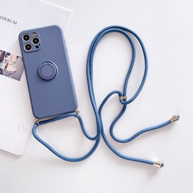 Ring Holder Strap Case For Samsung Galaxy S25 Ultra S24 FE S23 Plus A55 A54 A35 A15 Crossbody Lanyard Magnetic Silicone Cover