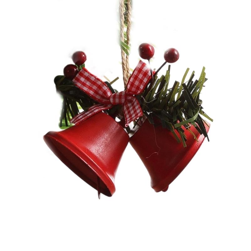 Holiday Bells Ornament Metal Bells Hanging Decoration for Christmas Tree Door Window Indoor and Outdoor Holiday Ornament