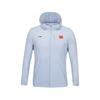 Li Ning Серия «Слава» для настольного тенниса Национальный флаг Весна-Лето Прохладный дышащий спортивный ветрозащитный костюм Женская верхняя одежда Небесно-голубой AFDW302-3
