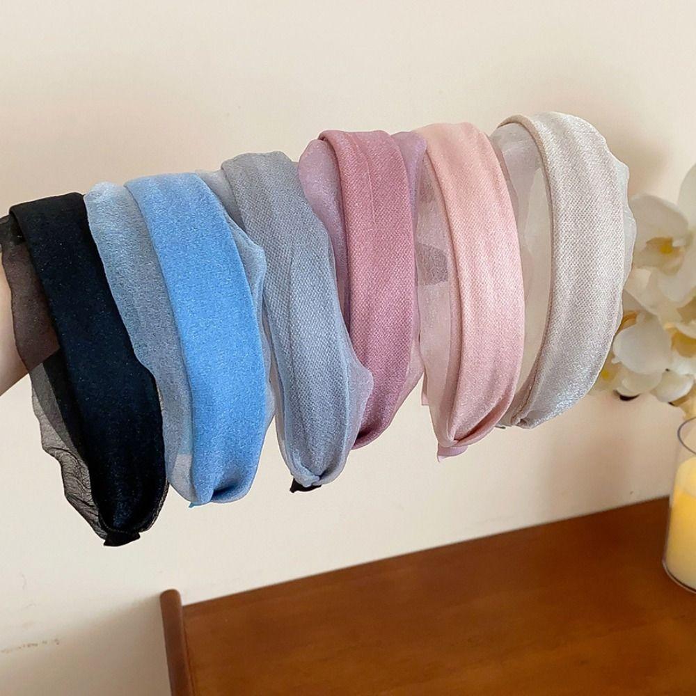 Korean Style Chiffon Headband Sweet Wide Edge Hairband Elegant Women Hair Hoop Women/Lady