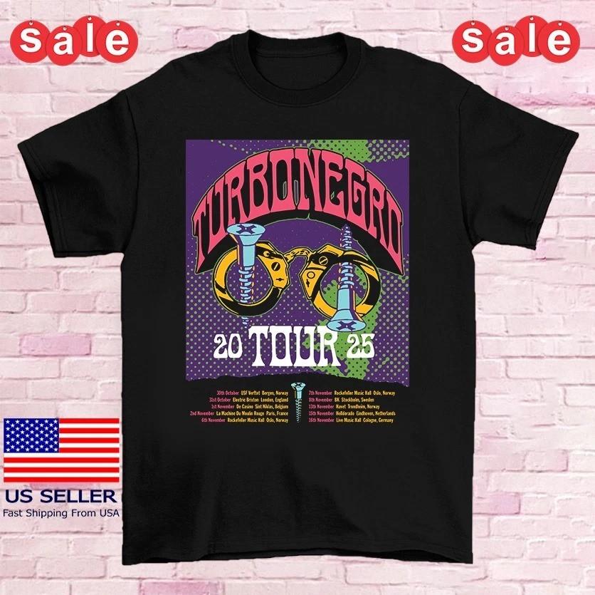 Футболка из черного хлопка с принтом Turbonegro Band Tour 2026 Полный размер S-5XL BL2015