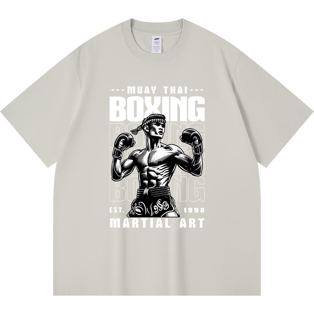 Футболка из 100% хлопка плотностью 230 г/м2 с принтом тайского бокса, забавная футболка из чесаного хлопка в стиле Харадзюку