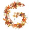 Harvest Wreath With Base Pumpkins Berries Leaves Thanksgiving Door Decor
