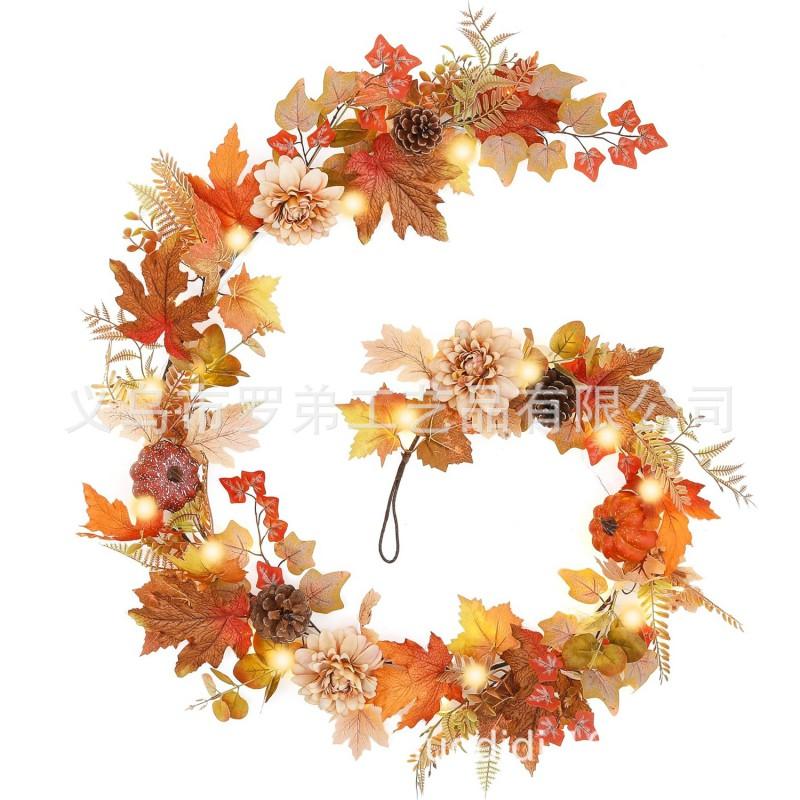 Harvest Wreath With Base Pumpkins Berries Leaves Thanksgiving Door Decor