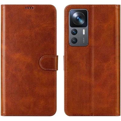 Защитный чехол для Xiaomi 12T - 12T Pro - Элегантный эффект кожи - Коричневый