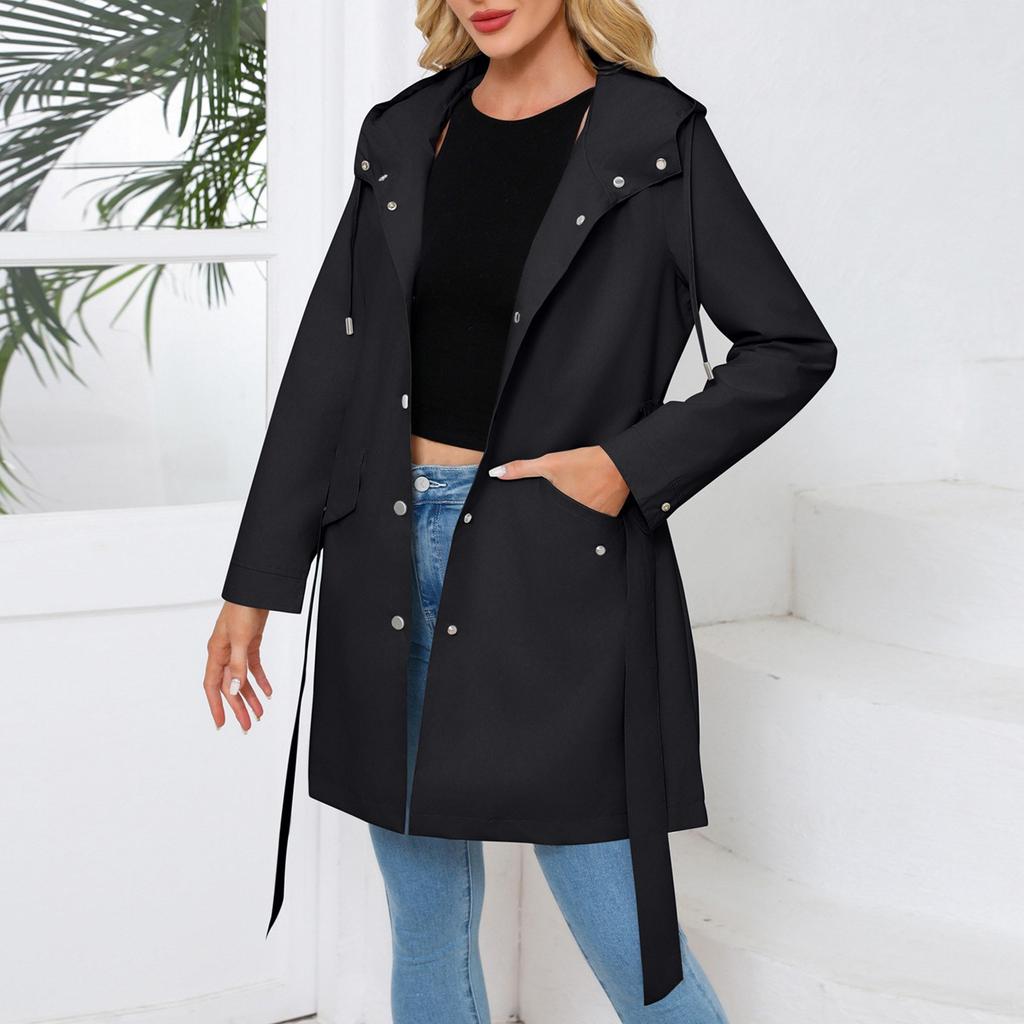 Женская модная однотонная куртка с длинным рукавом на молнии с капюшоном