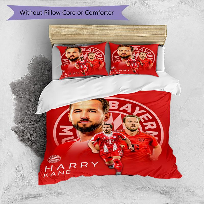 3pcs Harry Kane1 Design Cover Set - HD Printed Bedding with 1 Cover and 2 Pillowcases - Perfect for Home and Dorm Decor
