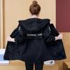 Women's Loose Spring and Autumn Embroidered Hooded Casual Denim Jacket Korean Mid-length Denim Coat