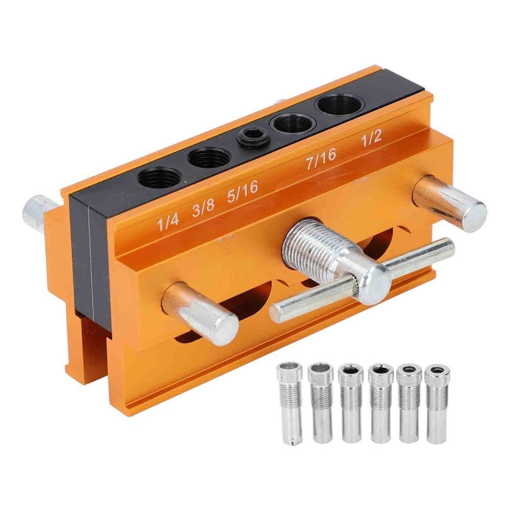 6 Bushings Woodworking Drilling Guide Adjustable Width Doweling Jig Furniture Making