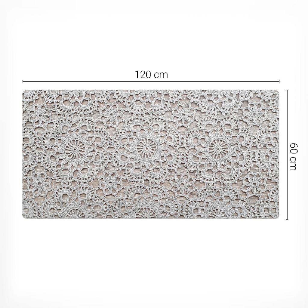 Vinyl Desk Mat with Stylish Lace Flowers Print 120x60 cm