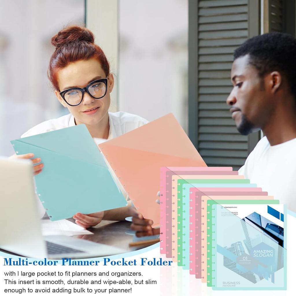 5 Pcs Discbound Letter Size Planner with 9.3 * 11inch Dividers and Pockets - 11 Disc Planner Folder Binder