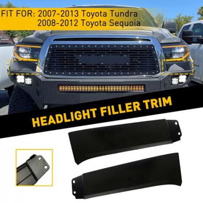 Левая правая накладка боковая заполнение фары черная ABS для Toyota 2007-13 Tundra НОВАЯ