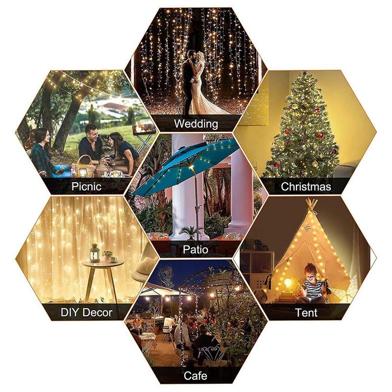 LED String Lights Patio Umbrella Lights With 8 Brightness Mode Patio Solar Umbrella Light Waterproof String Light For Outdoor