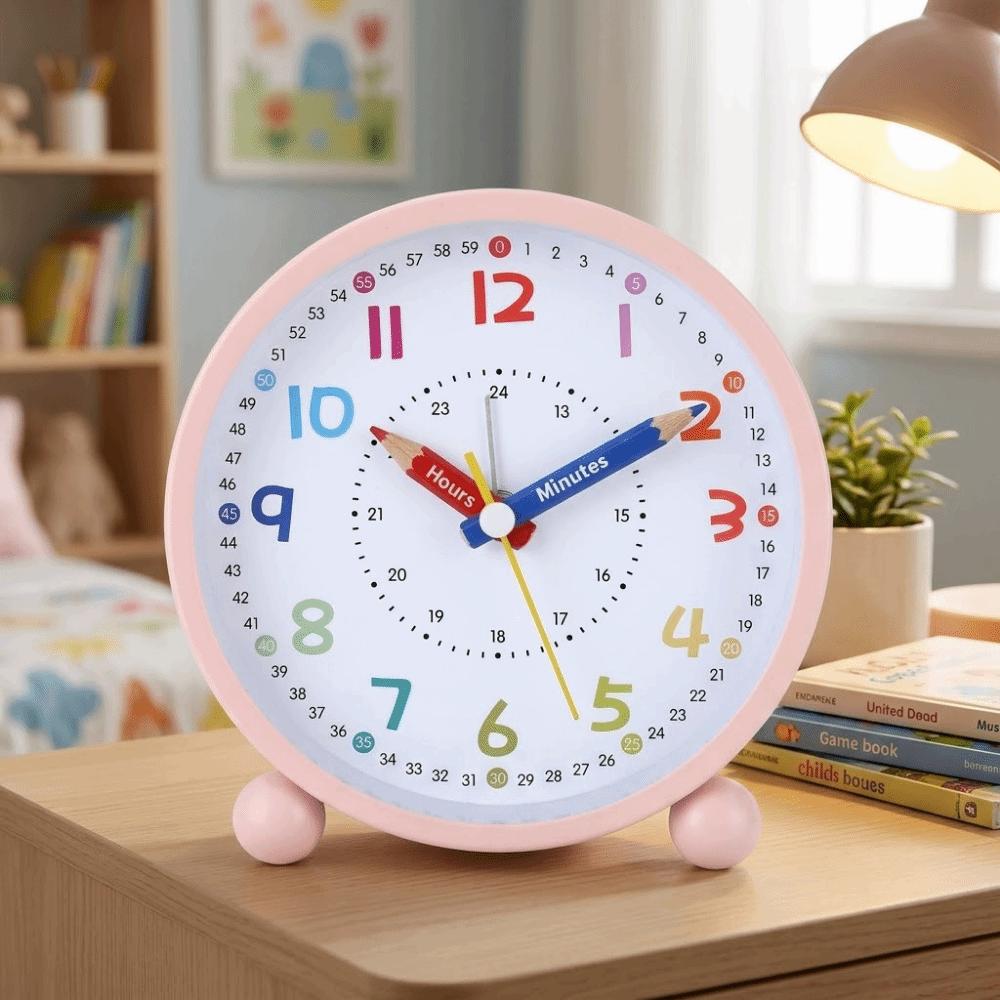 Pencil Design Children's Alarm Clock Battery Operated Time Planning Clock Bedroom Decor