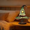Halloween Wizard Hat USB Powered Nightlight Handcrafted LED Resins Colorful Witch Hat Table Lamp For Desktop Display