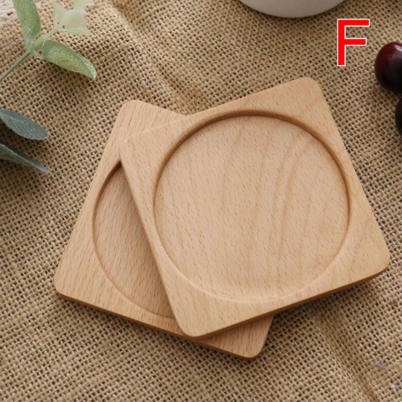 Natural Beech Wooden Coaster Drink Mat Cup Pad Round Square Heat Resistant Pad