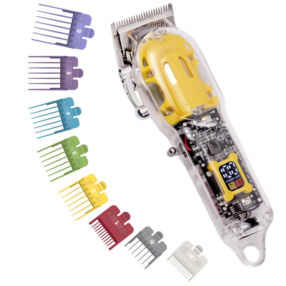 Electric Clipper for Man Smart Digital Display Oil Head Carving with Transparent Body Long Battery Life and Point Trimmer