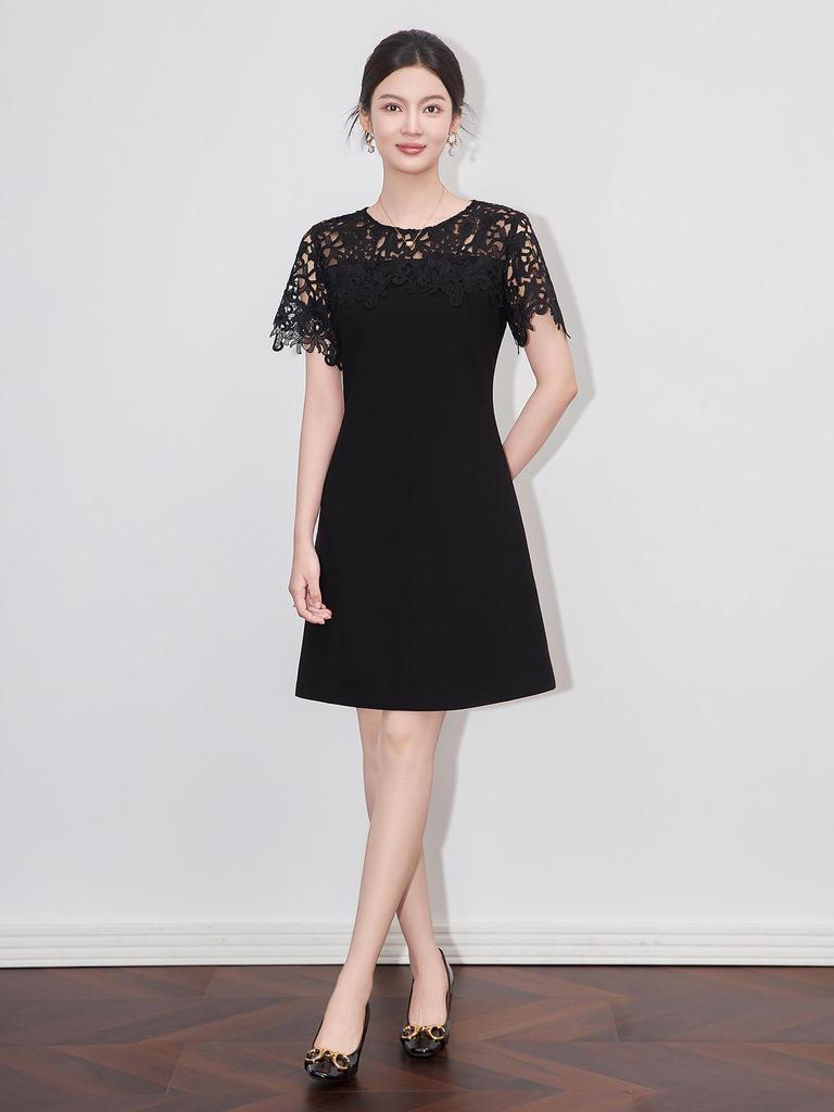 Высококачественное женское летнее А-силуэтное платье с кружевной вышивкой