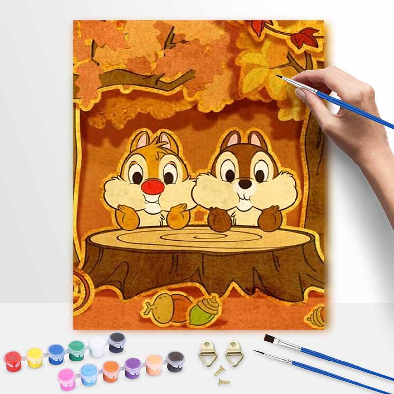 Disney Чип и Дейл цифровой набор для масляной живописи DIY ручная работа осеннее домашнее украшение подарок